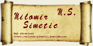 Milomir Simetić vizit kartica